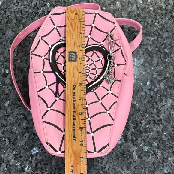 Monster High Pink Spiderweb Heart Backpack & Wallet Set – Gothic Punk Alternativ - Picture 7 of 12